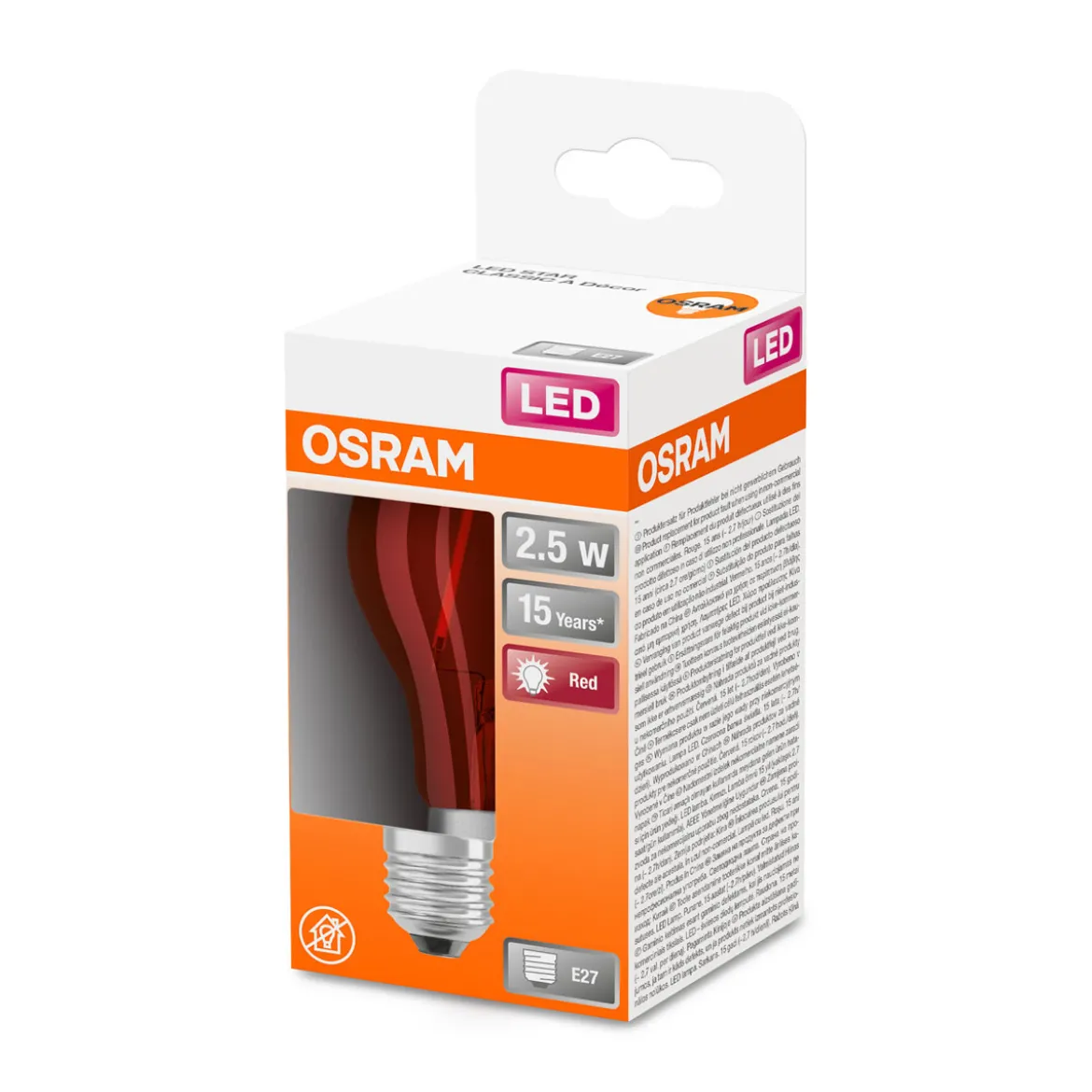 Osram LED-Leuchtmittel Glühlampe E27 2,5W rot