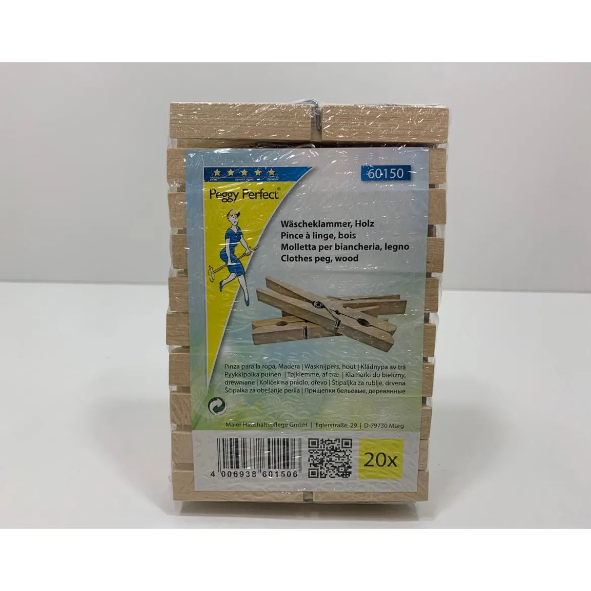 Peggy-Perfect Riesen Holzklammern 20er-Pack