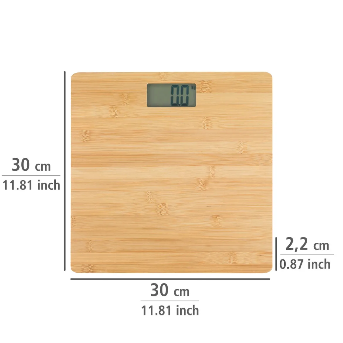 Personenwaage Bambus LCD 30x30 cm braun