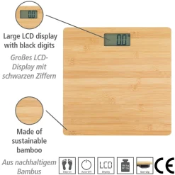Personenwaage Bambus LCD 30x30 cm braun