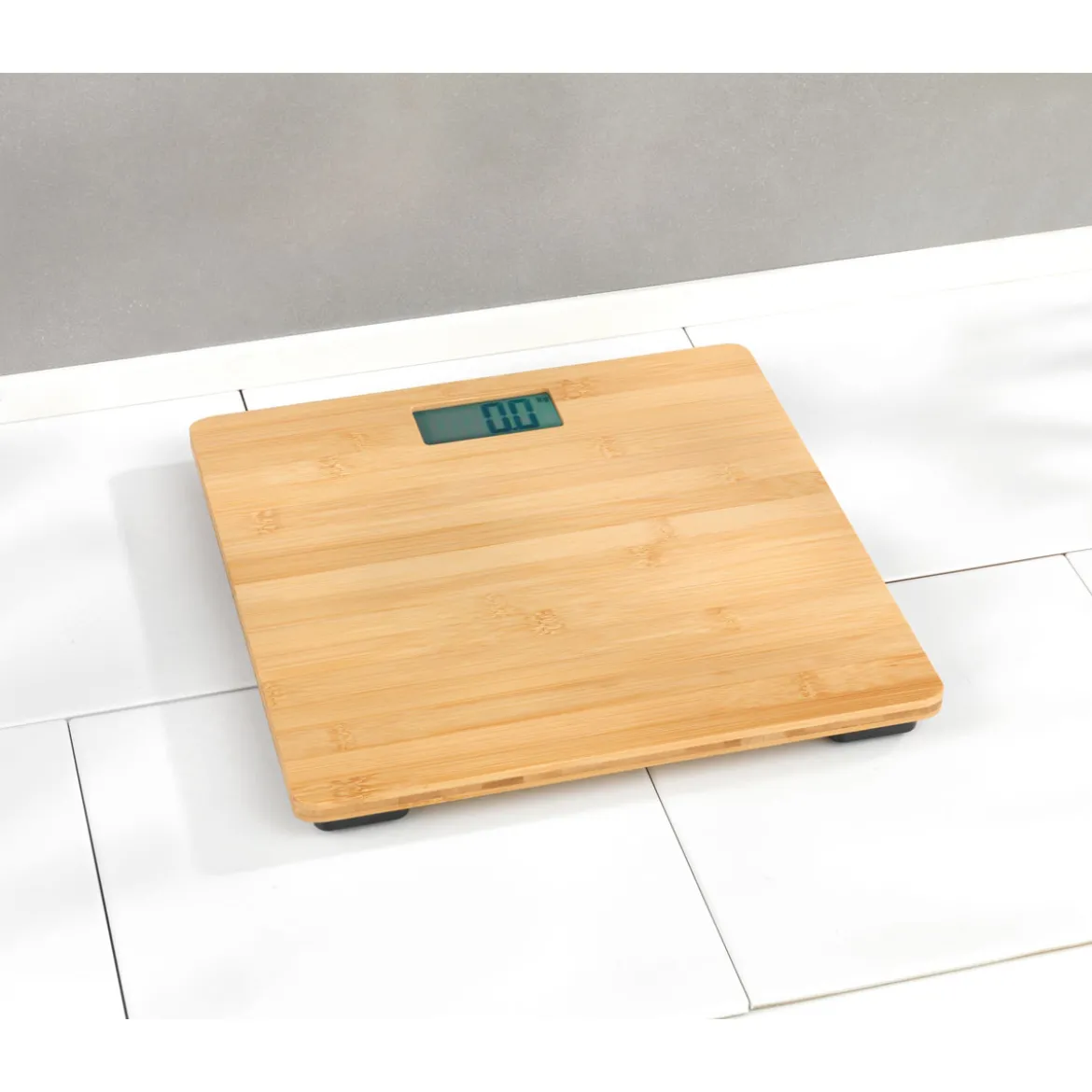 Personenwaage Bambus LCD 30x30 cm braun