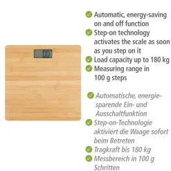 Personenwaage Bambus LCD 30x30 cm braun