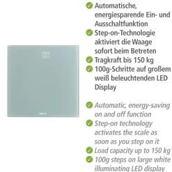 Personenwaage LED 30x30cm grau