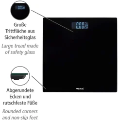 Personenwaage LED 28x28cm, schwarz