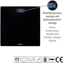 Personenwaage LED 28x28cm, schwarz