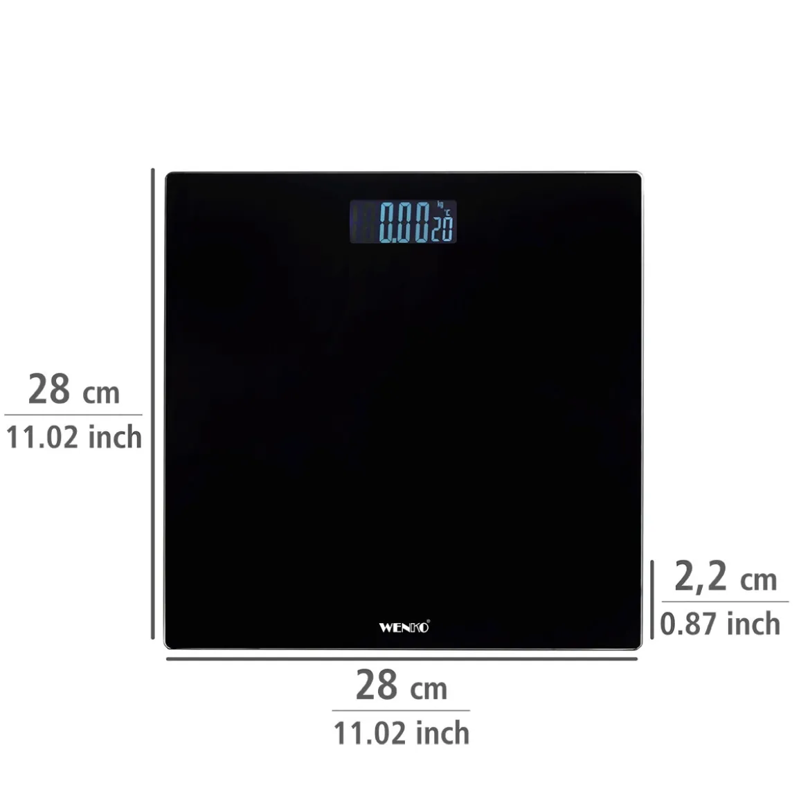 Personenwaage LED 28x28cm, schwarz