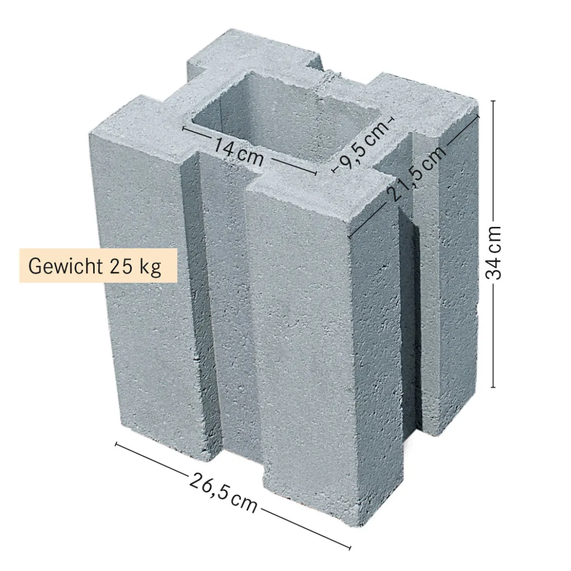 Pfostenfundamentstein 34x26,5x21,5 cm