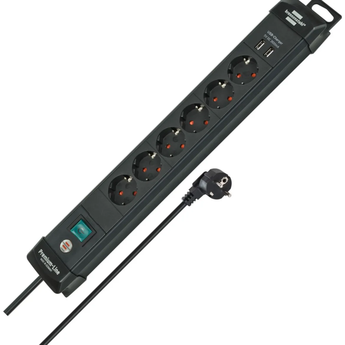 Premium Line 6fach mit USB schwarz 3 mH05VV-F 3G1,5