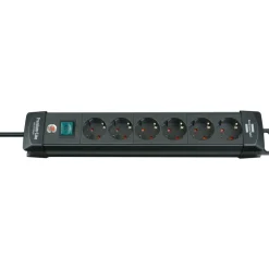 Premium-Line 6fach schwarz DE3m H05VV-F3G1,5 mit Schalter