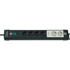 Premium-Line 6fach schwarz DE3m H05VV-F3G1,5 mit Schalter/2 permanent