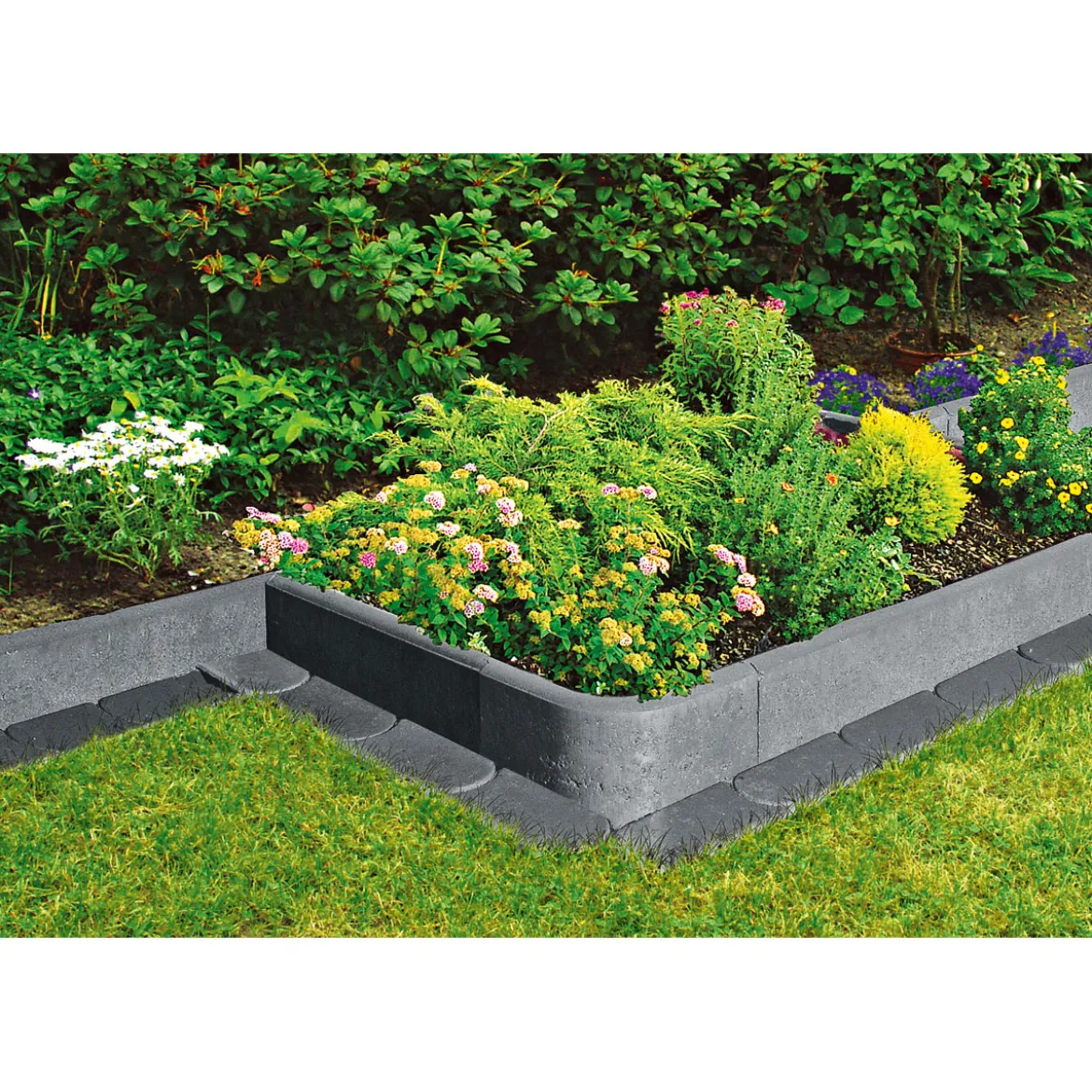 Rasenbord, anthrazit mit Nut und Feder100x25x5 cm