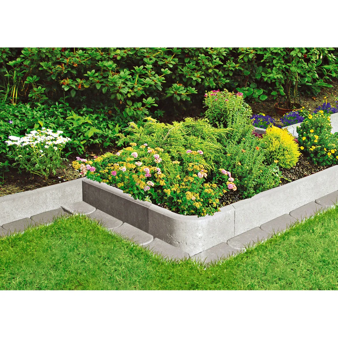 Rasenbord, grau mit Nut und Feder100x25x5 cm