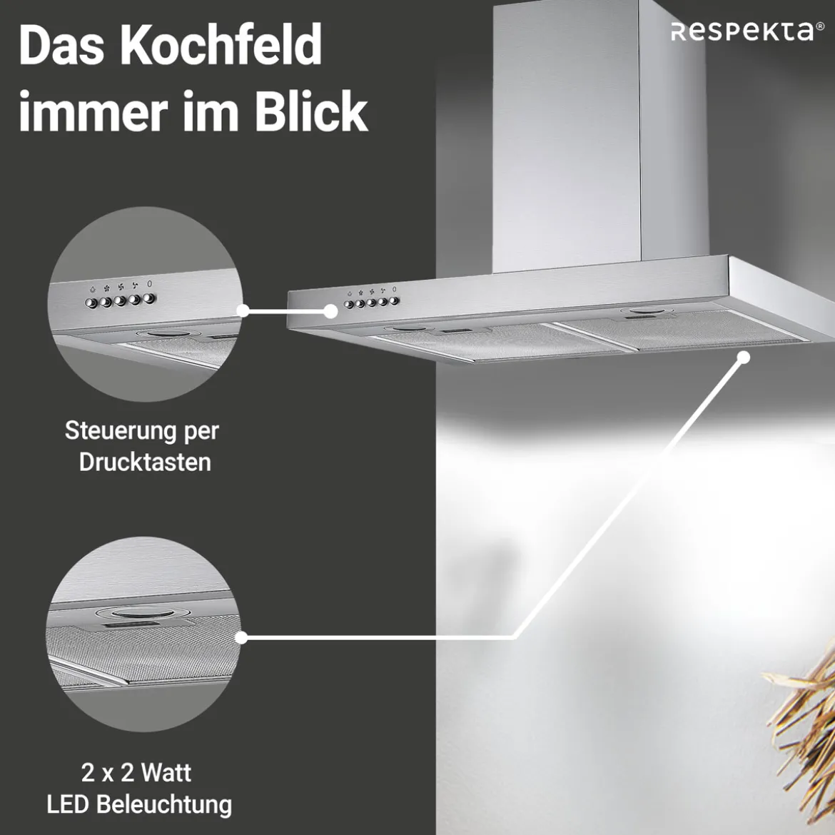 Respekta Blockhaube CH 22098IXBEdelstahl, 60 cm, EEK B