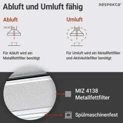 Respekta Dunstabzugshaube CH4138IXCEdelstahl_weiß