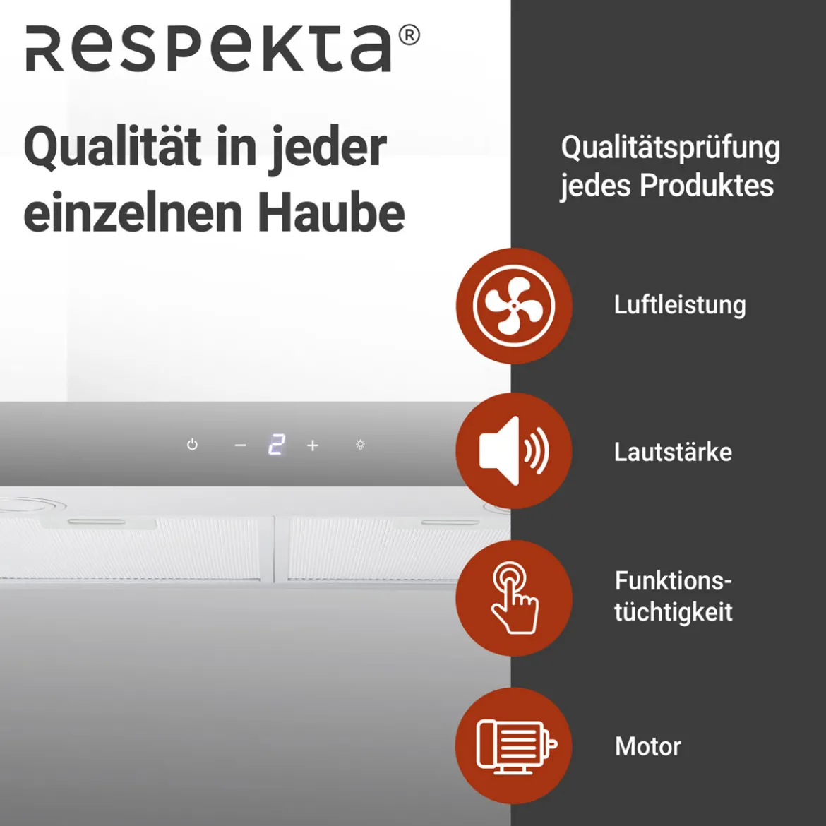 respekta Haube Edelstahl 60cm EEK A++9 Leistungsstufen LED-Beleuchtung