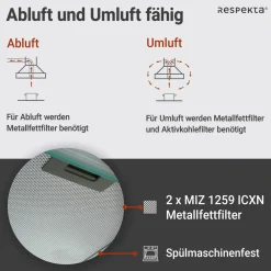 respekta Unterbauhaube CH1259IXCNEdelstahl, 60 cm, EEK C