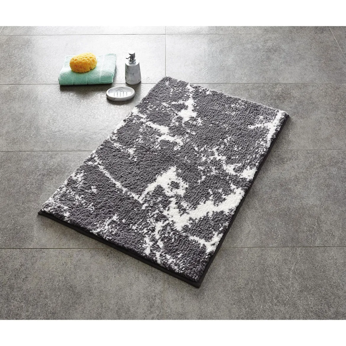 RidderTeppich Marmor 55 x 50 cm grau-weiß Polyester-Microfaser