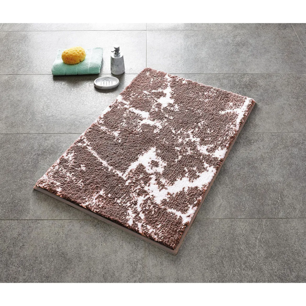 RidderTeppich Marmor 60 x 90 cm beige-weiß Polyester-Microfaser