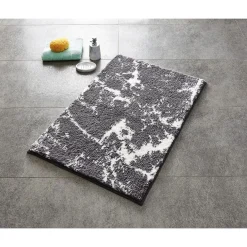 RidderTeppich Marmor 60 x 90 cm grau-weiß Polyester-Microfaser