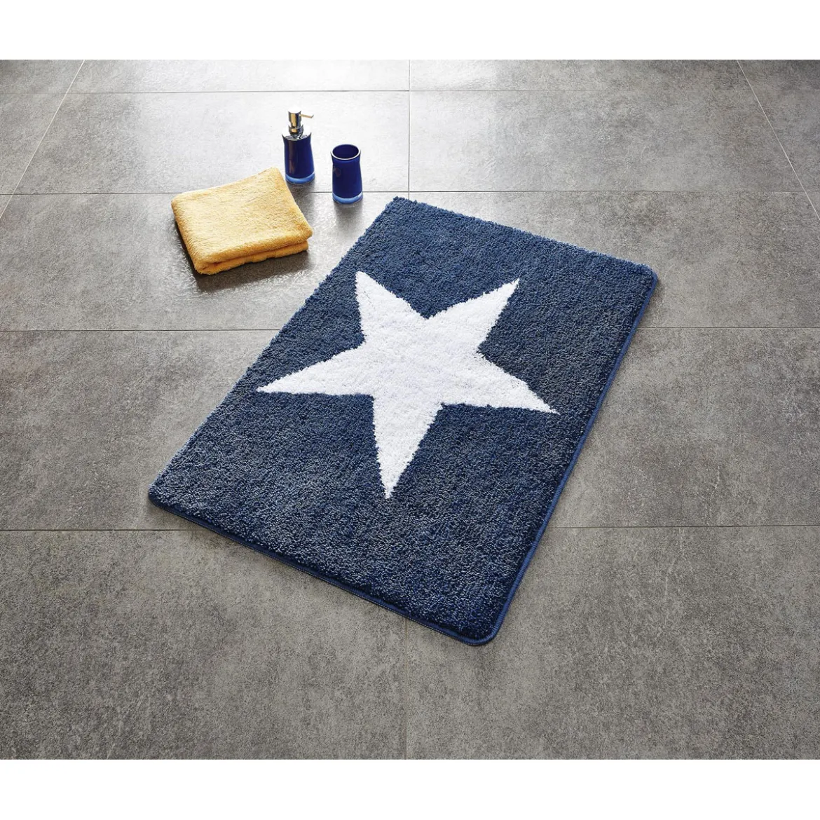 RidderTeppich Star 60 x 90 cm blau-weiß Polyester-Microfaser