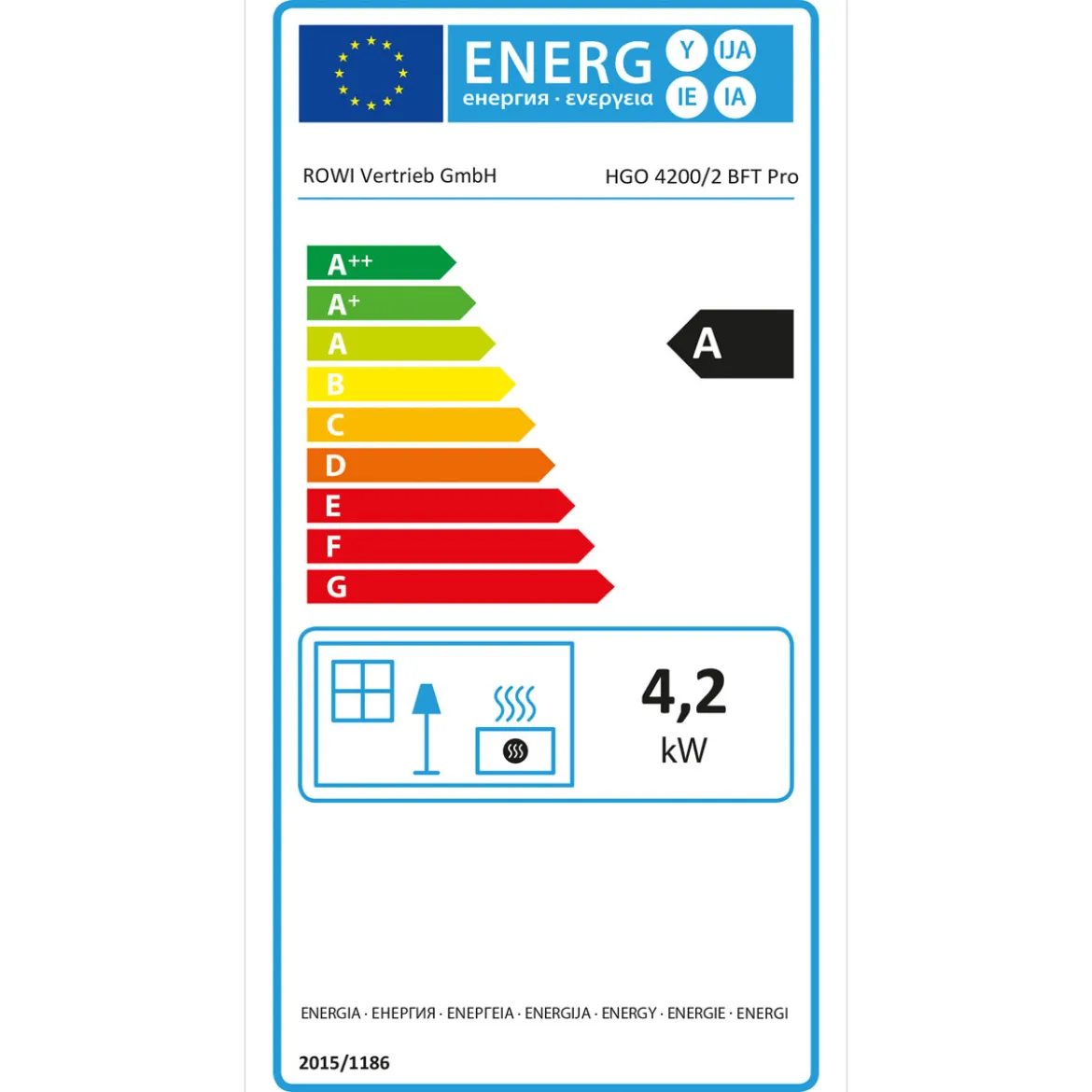 Rowi Gasofen Blue Flame BFT Pro 4200 Watt mit Thermostat