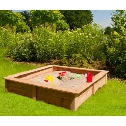Sandkasten 4-Eck Laerche unbehandelt150x150x26 cm