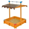 Sandkasten Felix 100x100x120 cm impraegFichtenholz, UV-Schutz, absenkbares Dach
