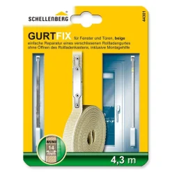Schellenberg Gurt-Reparatur-Set Mini 4,3m Gurt Fix für 14 mm Gurtband beige