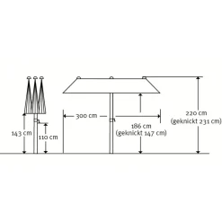 Schirm Salerno 300x150cm anthrazit