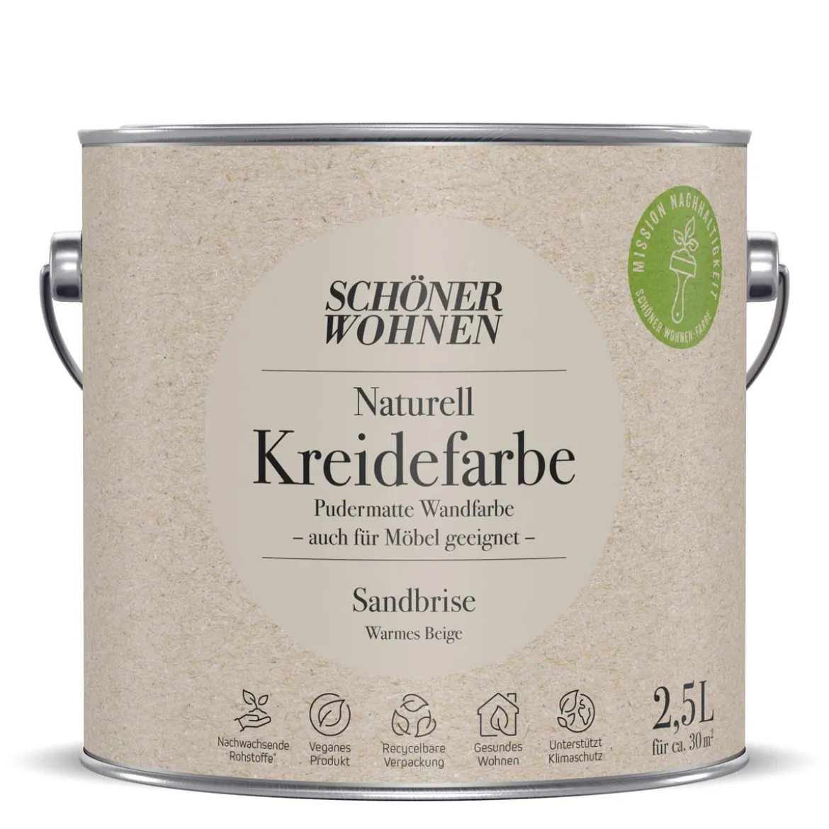 Schöner Wohnen FarbeNaturell Kreidefarbe 2,5 L Sandbriese