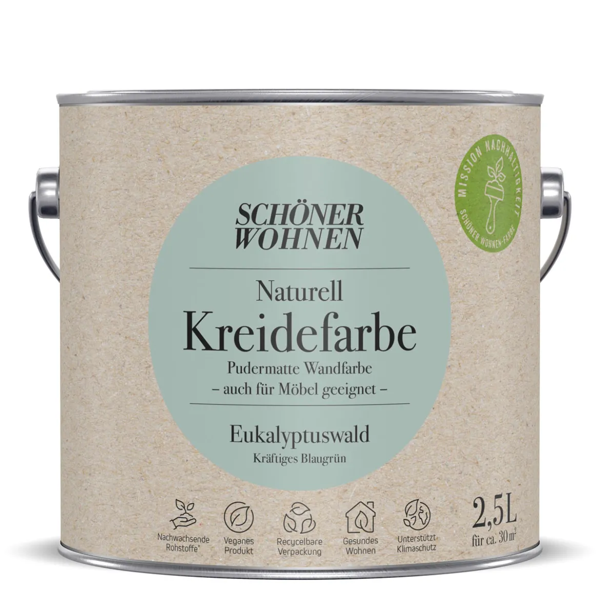 Schöner Wohnen FarbeNaturell Kreidefarbe 2,5 L Eukalyptuswald