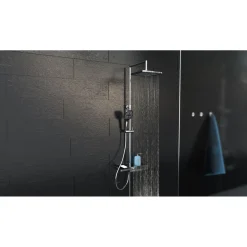 Schütte Überkopf-Brauseset Blueperl chrom/Schwarz mit Ablage