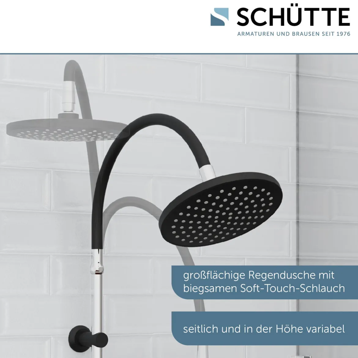 Schütte Überkopf-Brauseset Matao Rain chrom/Schwarz matt