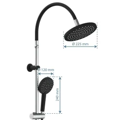 Schütte Überkopf-Brauseset Matao Rain chrom/Schwarz matt