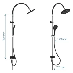 Schütte Überkopf-Brauseset Matao Rain chrom/Schwarz matt