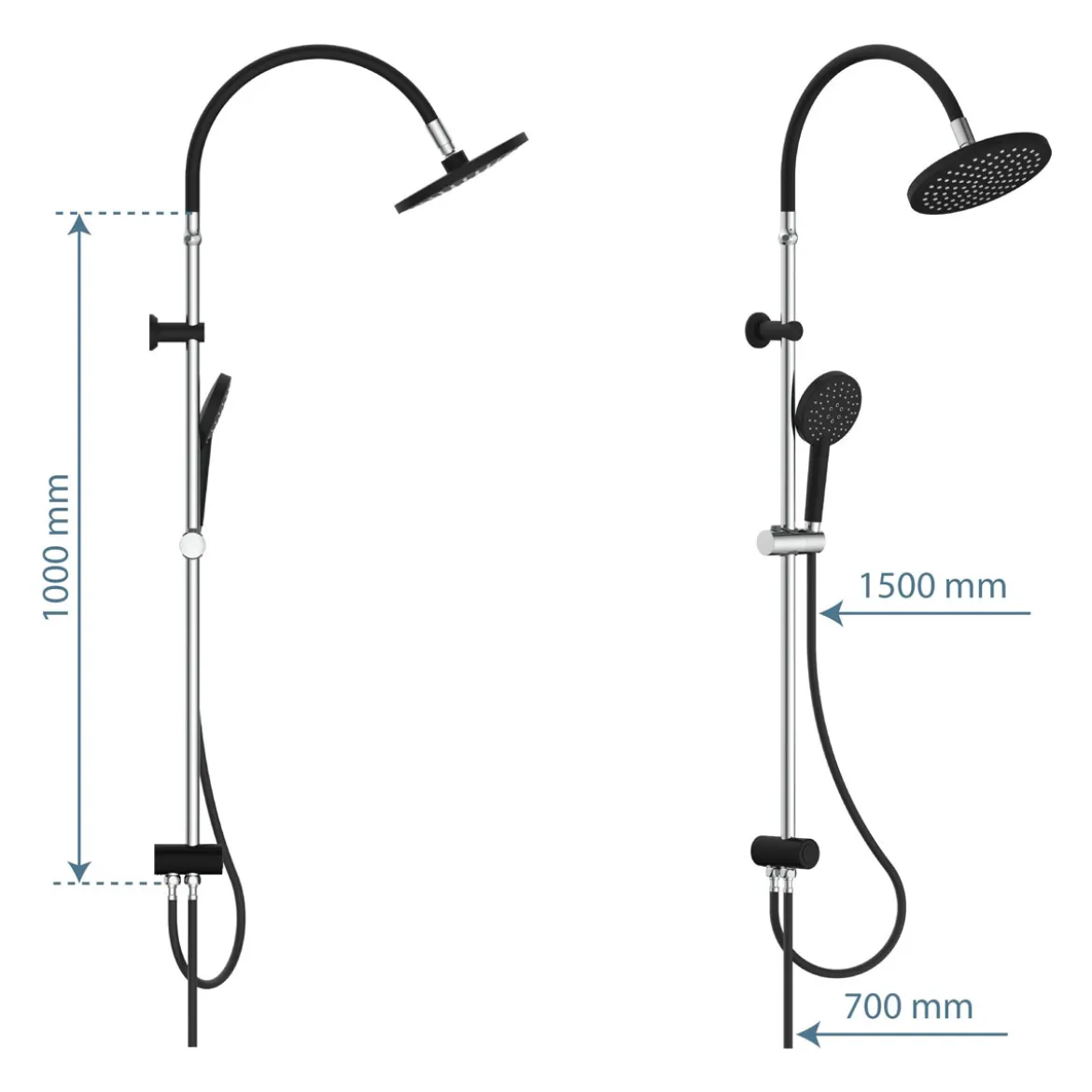 Schütte Überkopf-Brauseset Matao Rain chrom/Schwarz matt