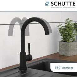 Schütte Spültischarmatur Cornwall Niederdruck schwarz matt