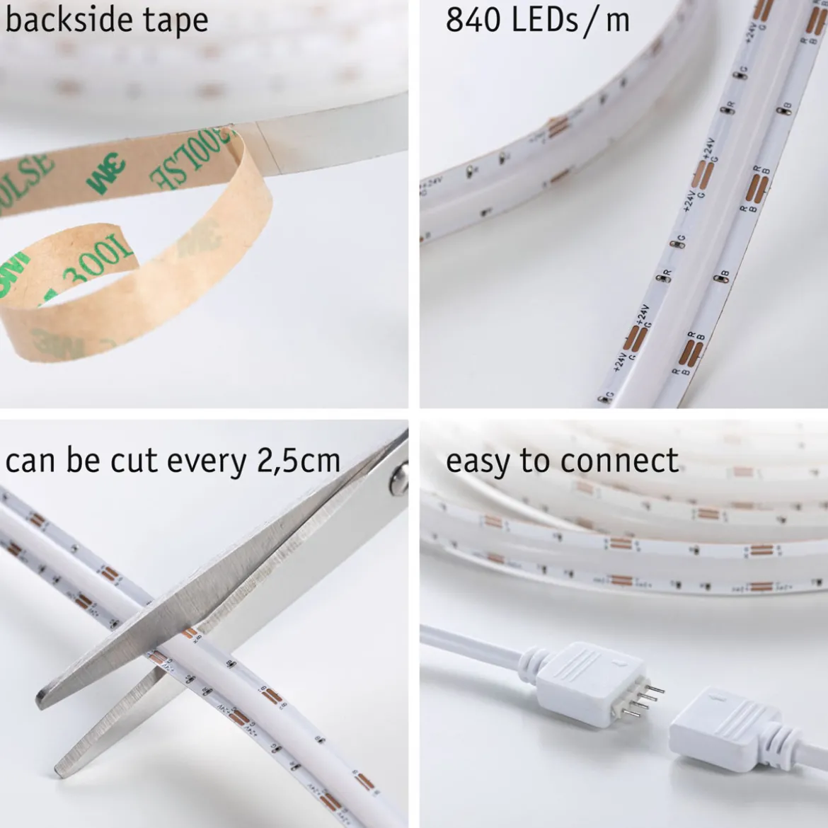 SimpLed COB Strip Set 1,5m RGB 12W230/12V DC weiss Metall