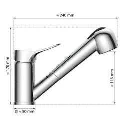 SP-Armatur Verona chrom mit Geschirr-Brause 2S Kartusche mit keram.Dichtungen