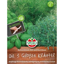 Sperli Die 3 großen Kräuter Bohnenkraut/Dill/Basilikum 5 m Saatband