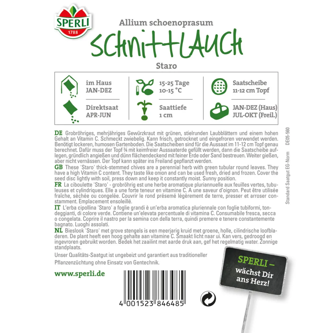 Sperli Schnittlauch Staro 5 Saatscheiben