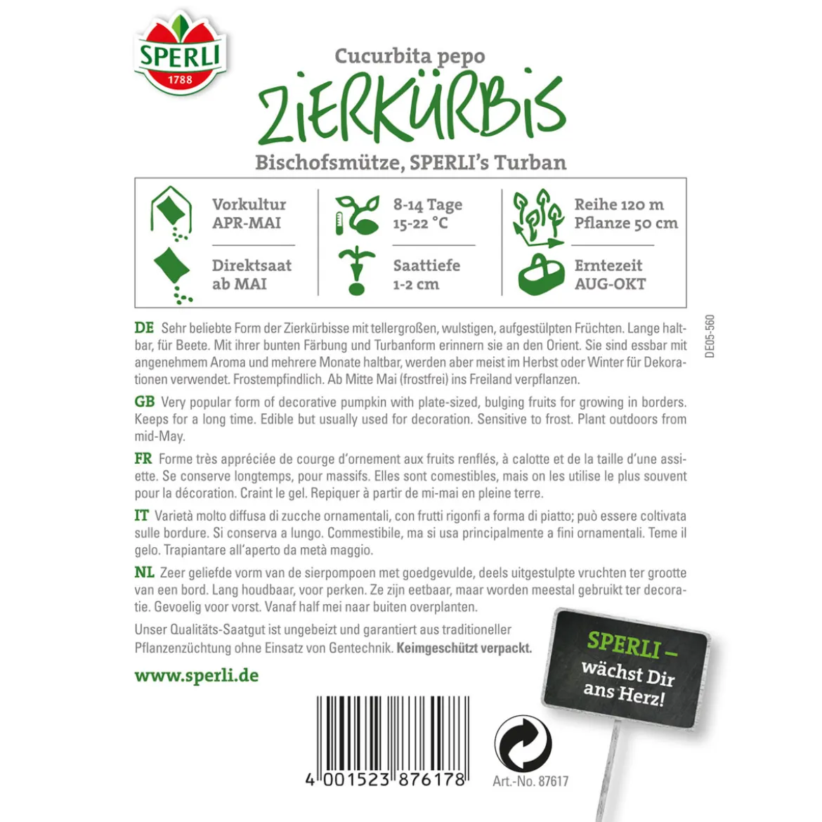 Sperli Zierkürbis Bischofsmütze