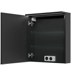 Spiegelschrank Mara, 55cm, 1 Tür, Soft-Close, LED-Kranzbeleuchtung