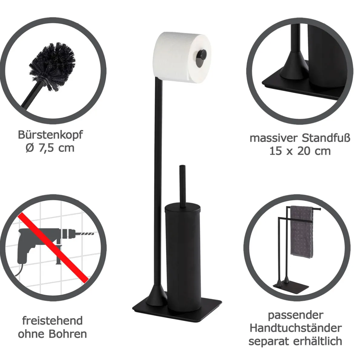 Stand WC-Garnitur Hella, schwarz