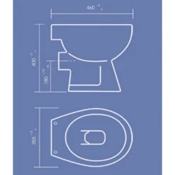 Stand-WC Tiefspueler Keramik mitSpuelrand Abgang waagrecht