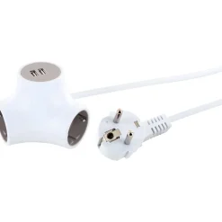Steckdosen Y-Verteiler 3x Strom+2x USB1.4m