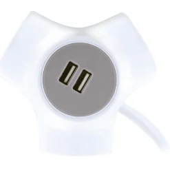 Steckdosen Y-Verteiler 3x Strom+2x USB1.4m