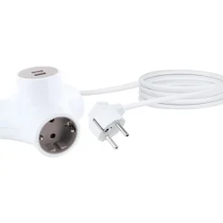 Steckdosen Y-Verteiler 3x Strom+2x USB1.4m