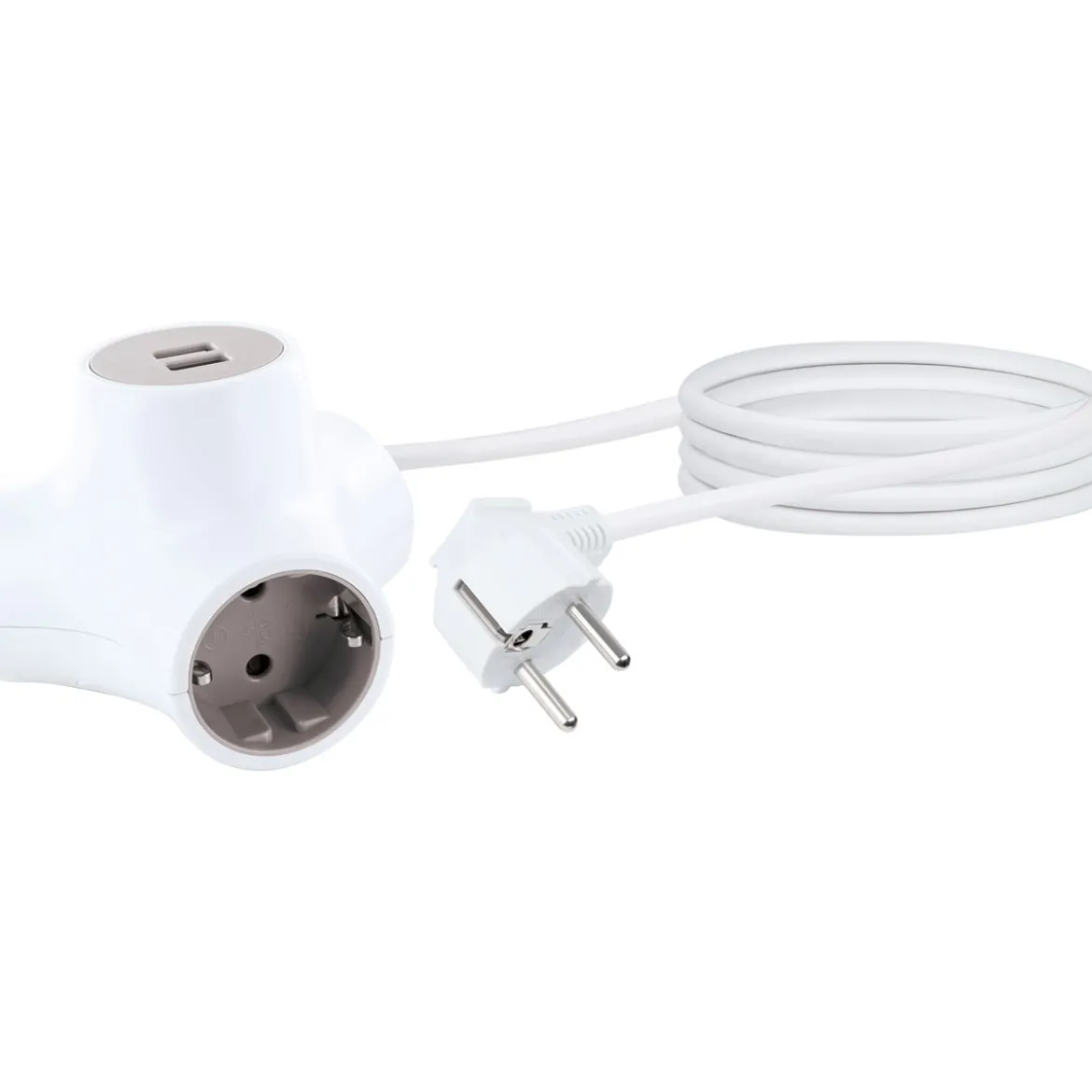 Steckdosen Y-Verteiler 3x Strom+2x USB1.4m
