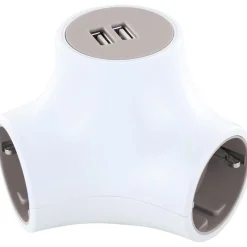 Steckdosen Y-Verteiler 3x Strom+2x USB1.4m